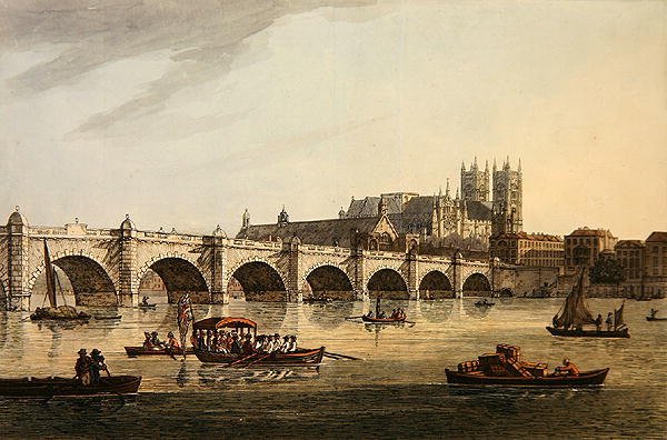 Widok na Westminster Bridge, Abbey and Hall, grawerowane przez J.C. Stadlera autorstwa Joseph (after) Farington
