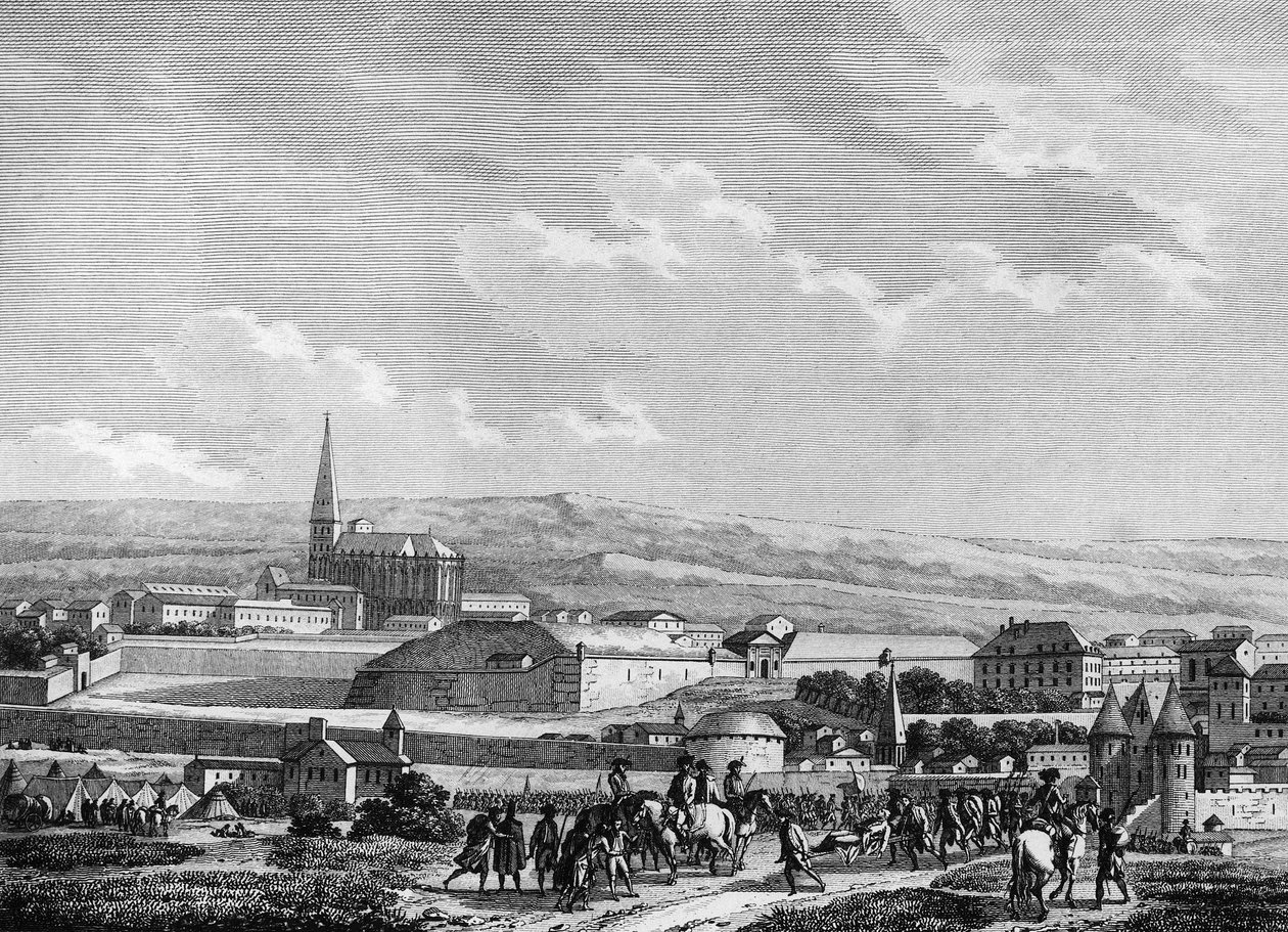 Rewolucja francuska i ruchy kontrrewolucyjne. Armia pruska w bitwie pod Verdun: zdobycie Verdun i śmierć Nicolasa Josepha Beaurepaire Francuski oficer (1740-1792), komendant placu 2 września autorstwa Joseph (after) Swebach Desfontaines