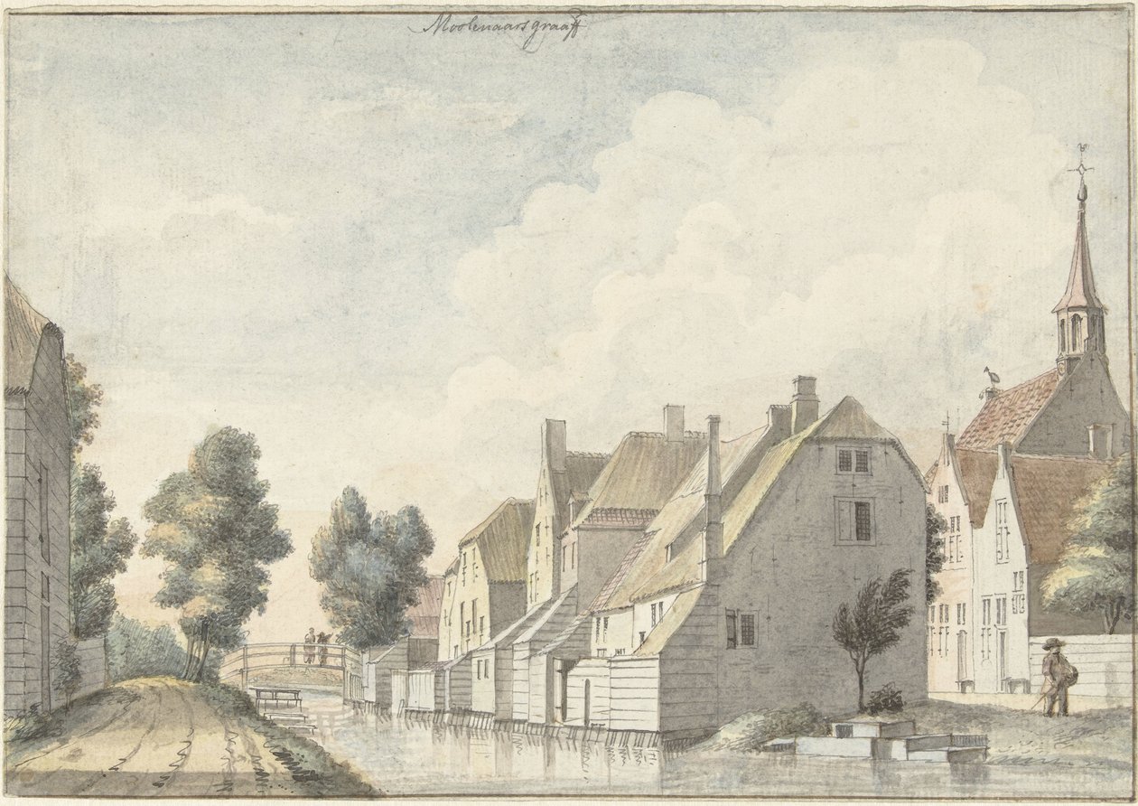 Wieś Molenaarsgraaf w Alblasserwaard Hrabia Millera (tytuł na obiekcie) autorstwa Joseph Adolf Schmetterling