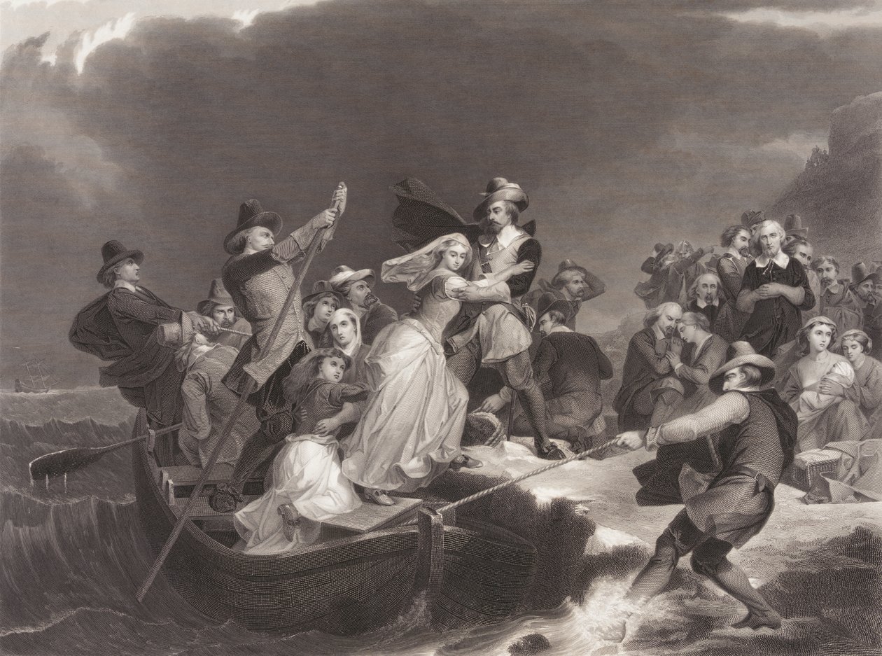 Lądowanie pielgrzymów w Plymouth Rock w 1620 r. autorstwa Joseph Andrews
