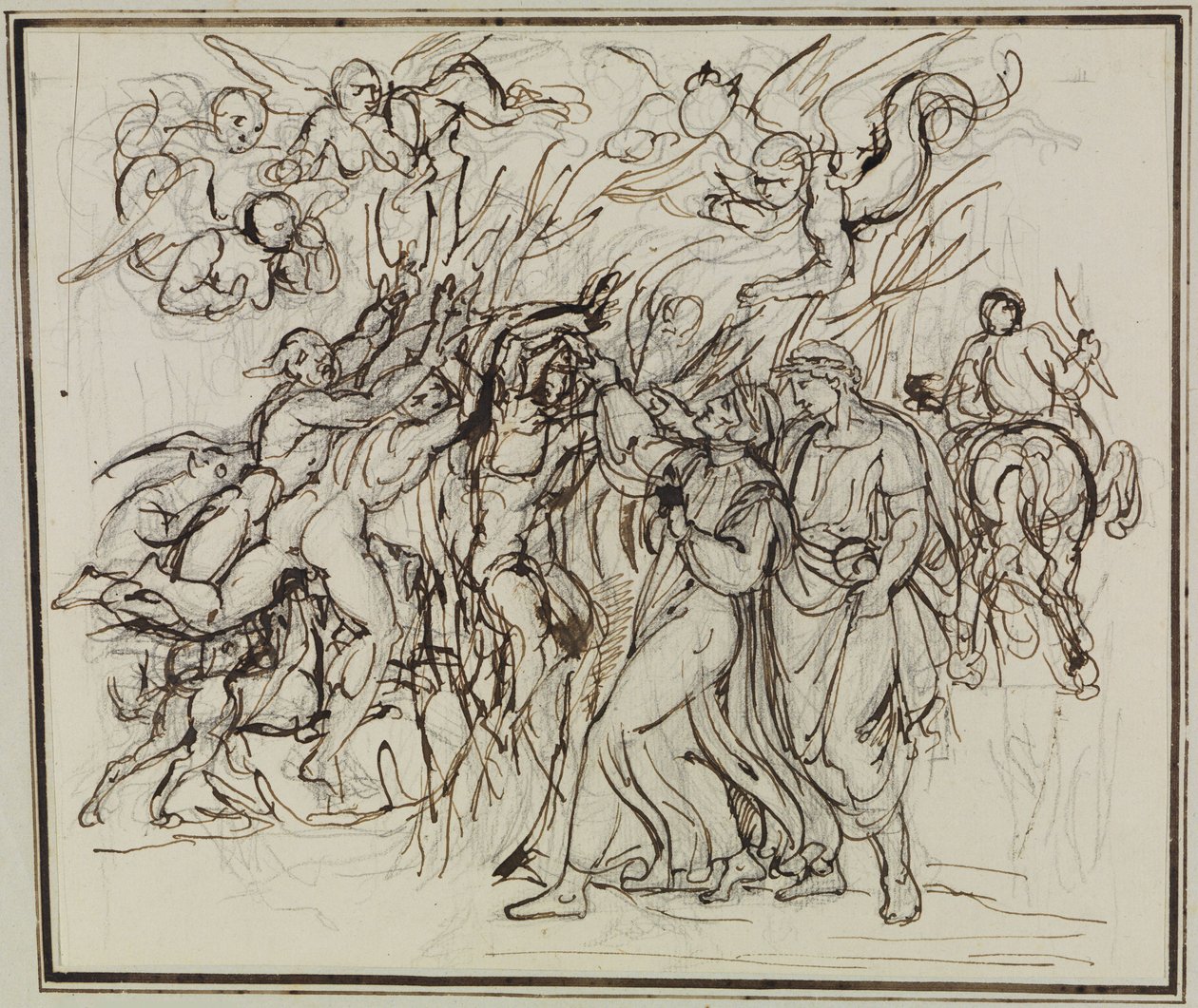 Dante i Wergiliusz w Lesie Samobójców (Dante, „Piekło”, pieśń 13, wers 31) autorstwa Joseph Anton Koch