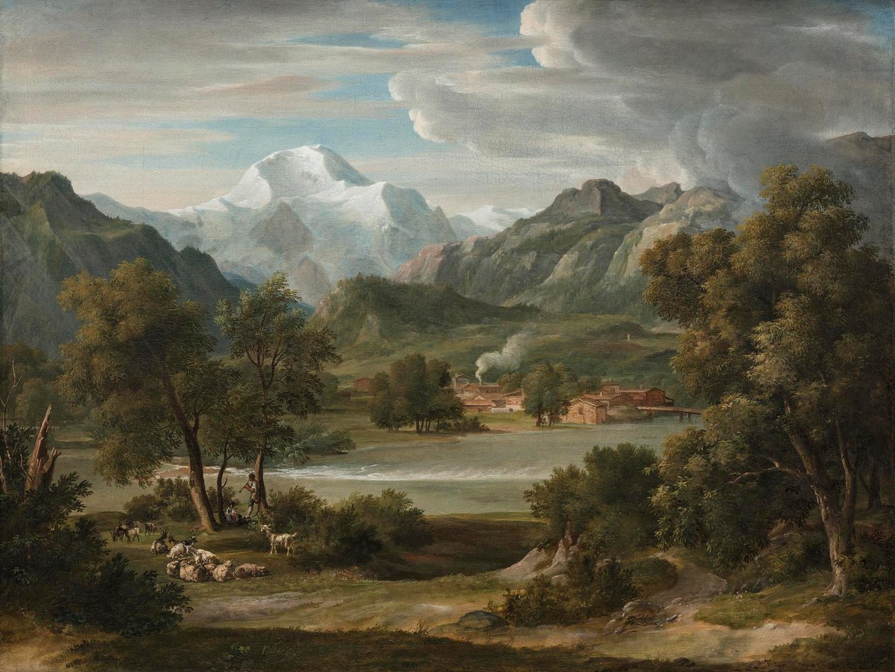 Dolina Lauterbrunnen w pobliżu Unterseen z górą Jungfrau autorstwa Joseph Anton Koch