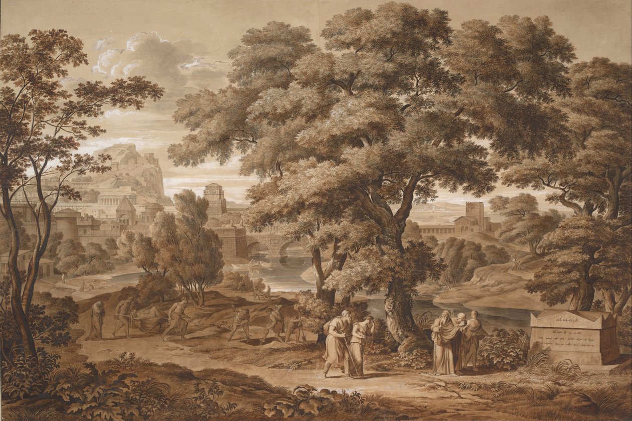 Edyp i Antygona opuszczają Teby, 1797 autorstwa Joseph Anton Koch