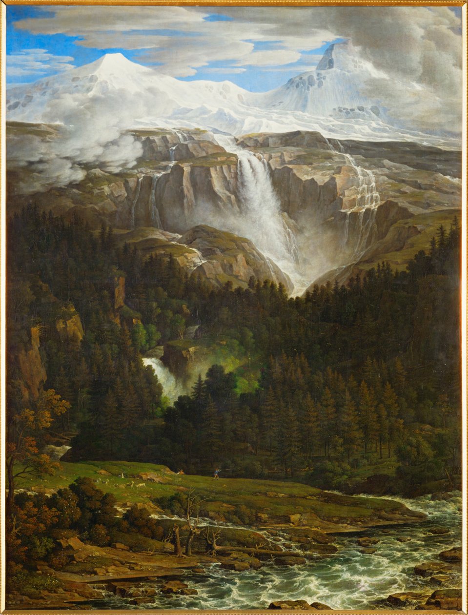 Wodospad Schmadribach w dolinie Lauterbrunn, Berner Oberland, Szwajcaria ... (olej na płótnie) autorstwa Joseph Anton Koch