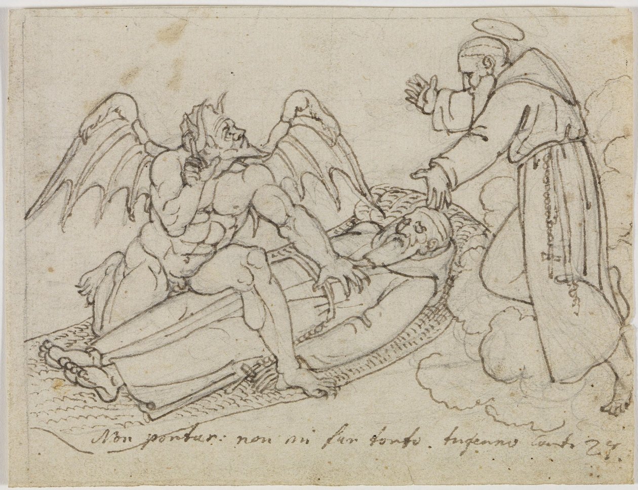 Szkic przedstawiający Guido da Montefeltro (Dante, „Piekło”, pieśń 27) autorstwa Joseph Anton Koch