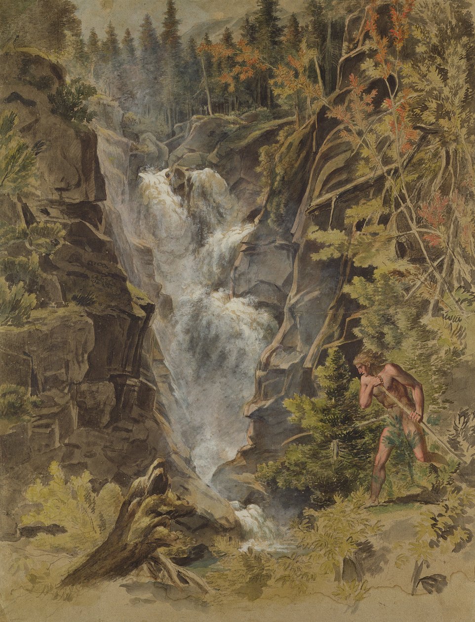 Wodospad Reichensbach w Meiringen, 1792-93 (patrz także 141497) autorstwa Joseph Anton Koch