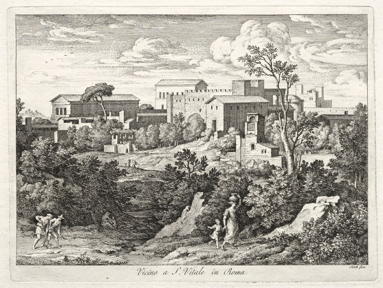 Widok na San Vitale, Rzym, ok. 1930 r. 1810. autorstwa Joseph Anton Koch