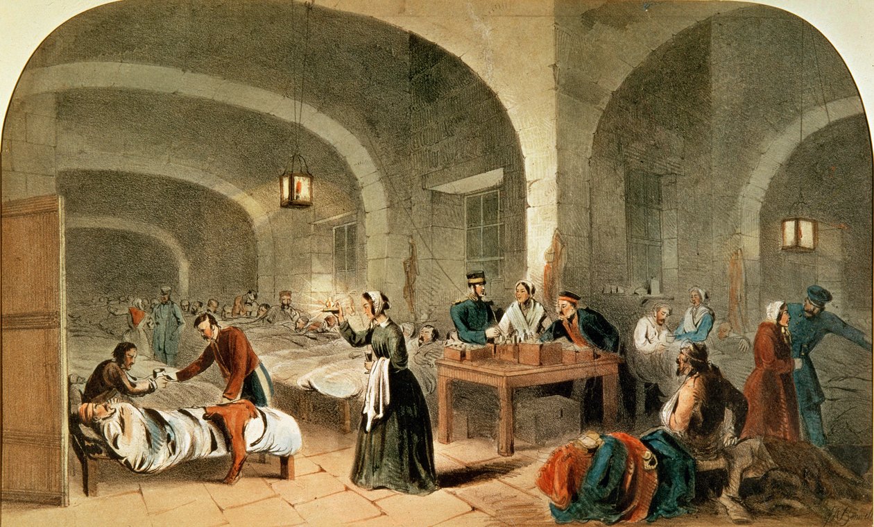 Szkic oddziału w szpitalu w Scutari, ok.1856 autorstwa Joseph Austin Benwell