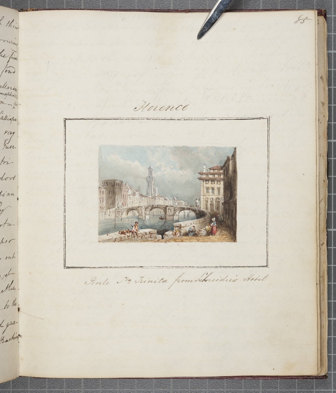Florencja, wklejona do Thomas Moodys Journal z wycieczki po Szwajcarii i Włoszech, 1822 (wc na papierze) autorstwa Joseph Axe Sleap