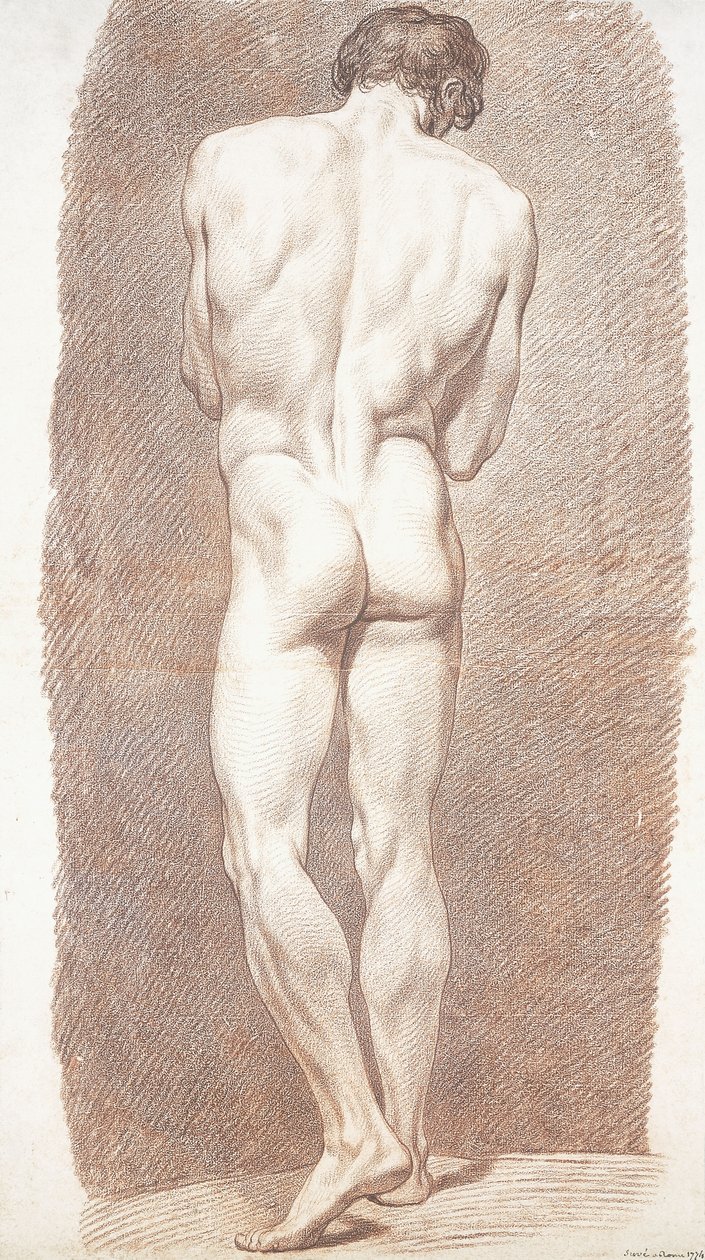Studium aktu męskiego widziane z tyłu, 1774 autorstwa Joseph Benoît Suvée