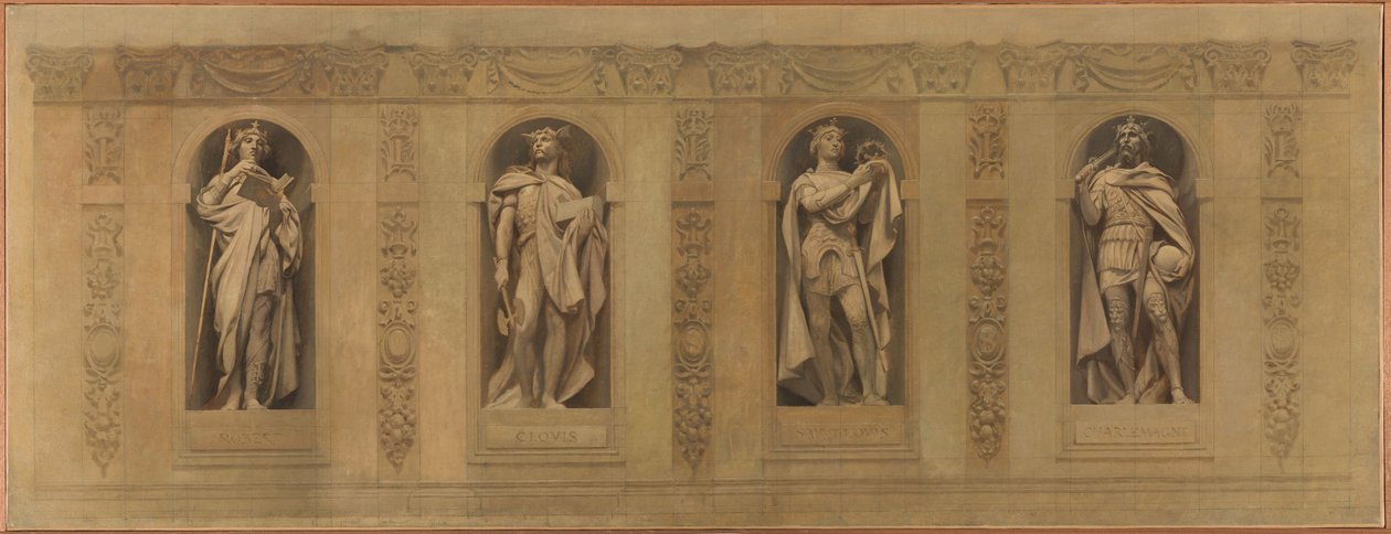 Szkic kościoła Saint-Paul-Saint-Louis: Robert le Pieux. Clovis. Saint Louis. Karol Wielki, między 1873 a 1875 (olej na płótnie) autorstwa Joseph Blanc