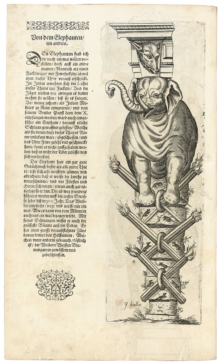 Kolumna z figurą słonia, 1604 autorstwa Joseph Boillot
