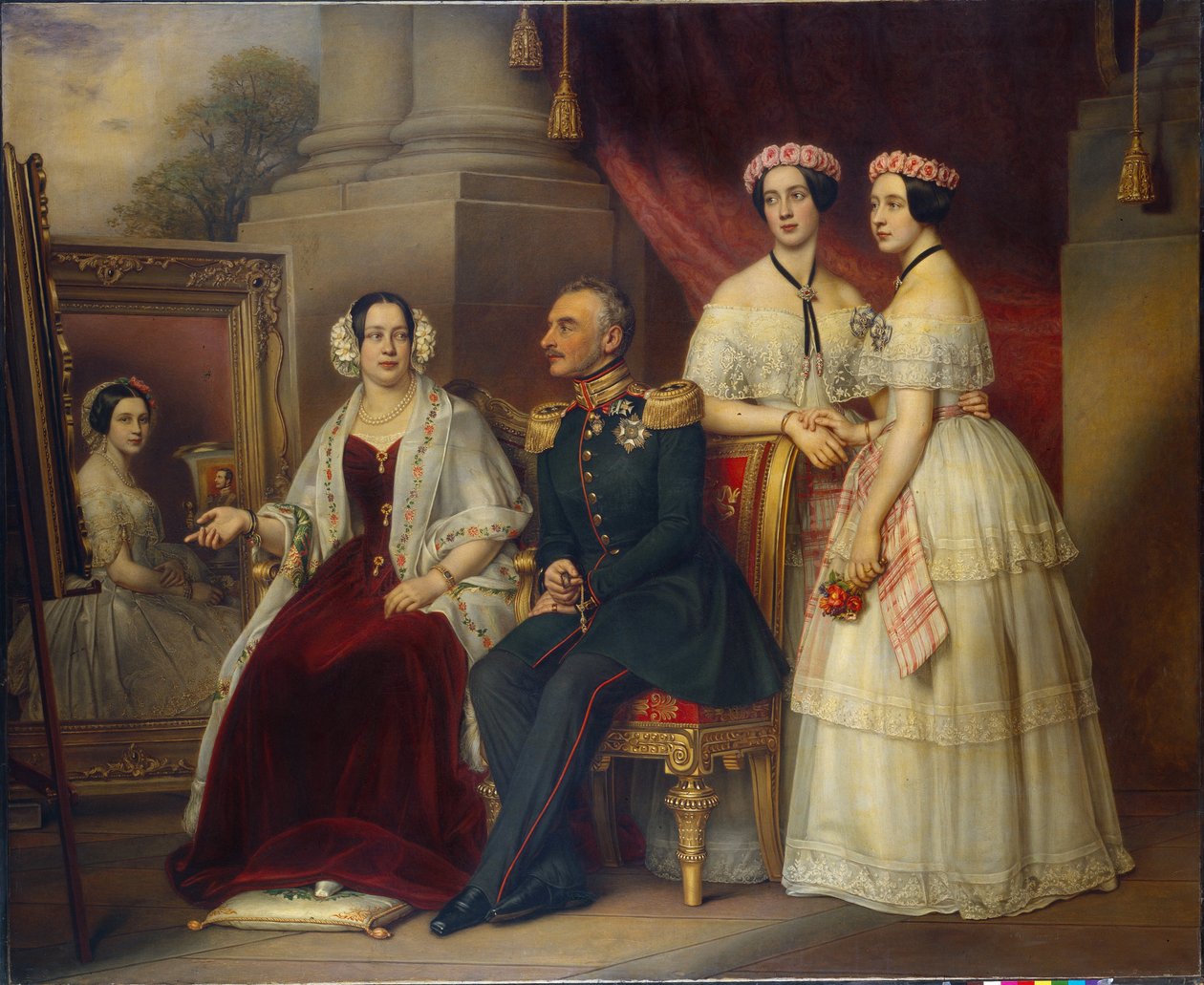 Portret rodzinny Józefa, księcia Saxe Altenburg (Saxe-Altenburg) (1789-1868) - Obraz Joseph Karl Stieler (1781-1858), olej na płótnie autorstwa Joseph Carl Stieler