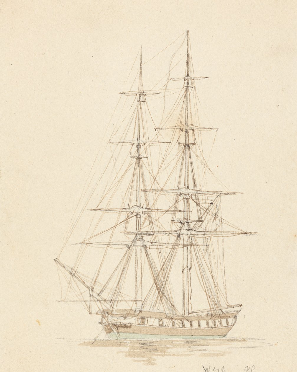 Pojedynczy bryg hermafrodyty, pochyl się do przodu autorstwa Joseph Cartwright