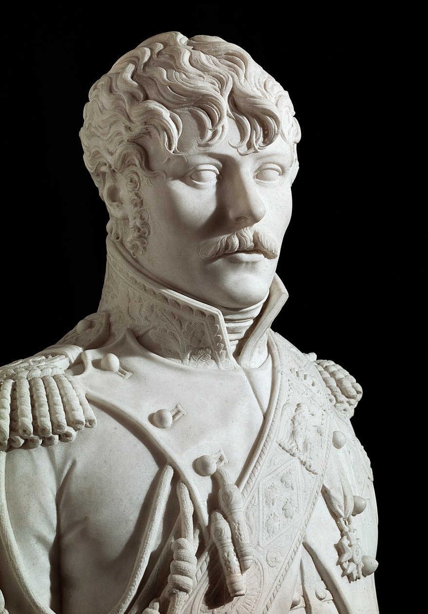 Eugeniusz Rose de Beauharnais zwany księciem Eugeniuszem wicekrólem Włoch, a następnie księciem Leuchtenberg (1781-1824), przybrany syn Napoleona I Marmurowa rzeźba Josepha Chinarda (1756-1813) 1806 Wersal, muzeum zamkowe autorstwa Joseph Chinard