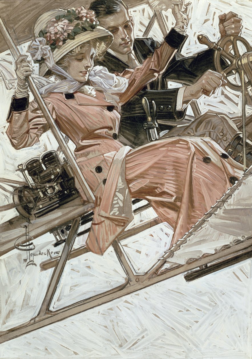 Mężczyzna i kobieta w samolocie (olej na płótnie) autorstwa Joseph Christian Leyendecker