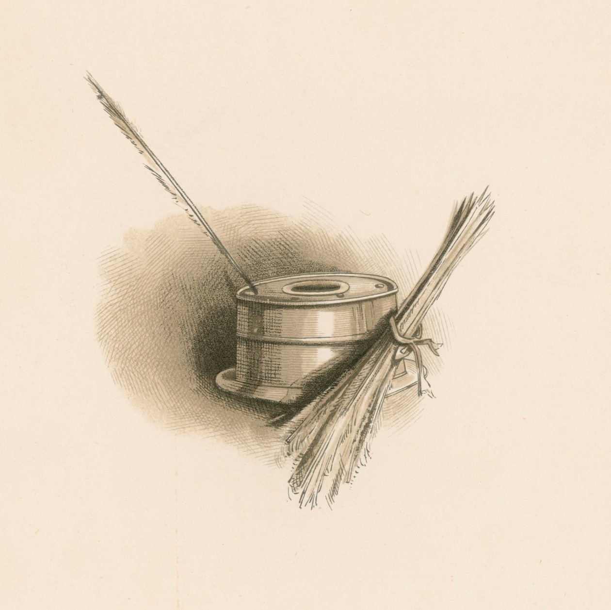 Pióro i tusz Charlesa Dickensa (litografia kolorowa) autorstwa Joseph Clayton (1856-1937) (after) Clarke