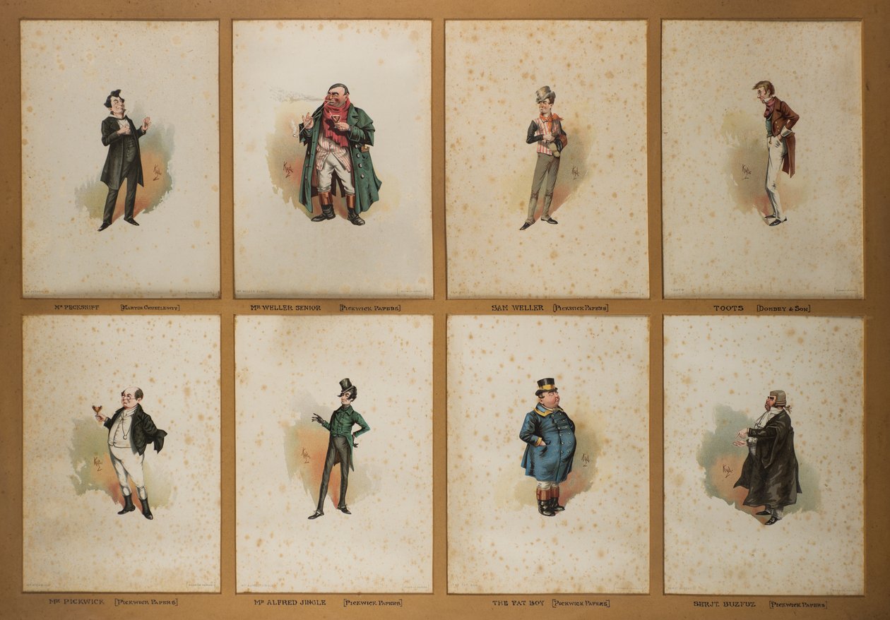 Osiem znaków Dickensa (litografia) autorstwa Joseph Clayton  Clarke
