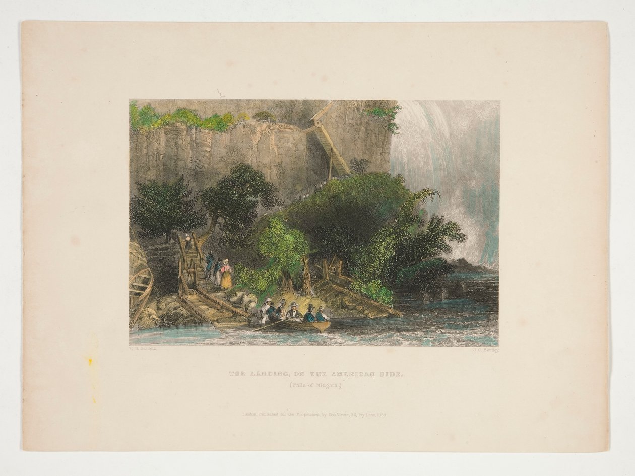 The Landing, po stronie amerykańskiej (Falls of Niagara), ilustracja dla Nathaniela Parkera Willisa autorstwa Joseph Clayton Bentley