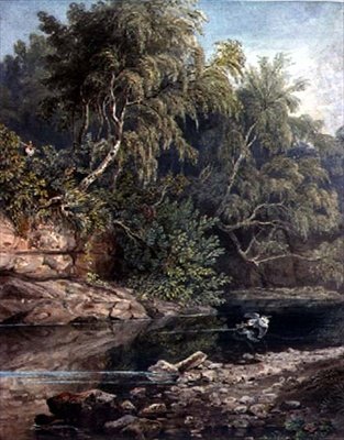 Scena leśna z przestraszoną czaplą autorstwa Joseph Clayton Bentley
