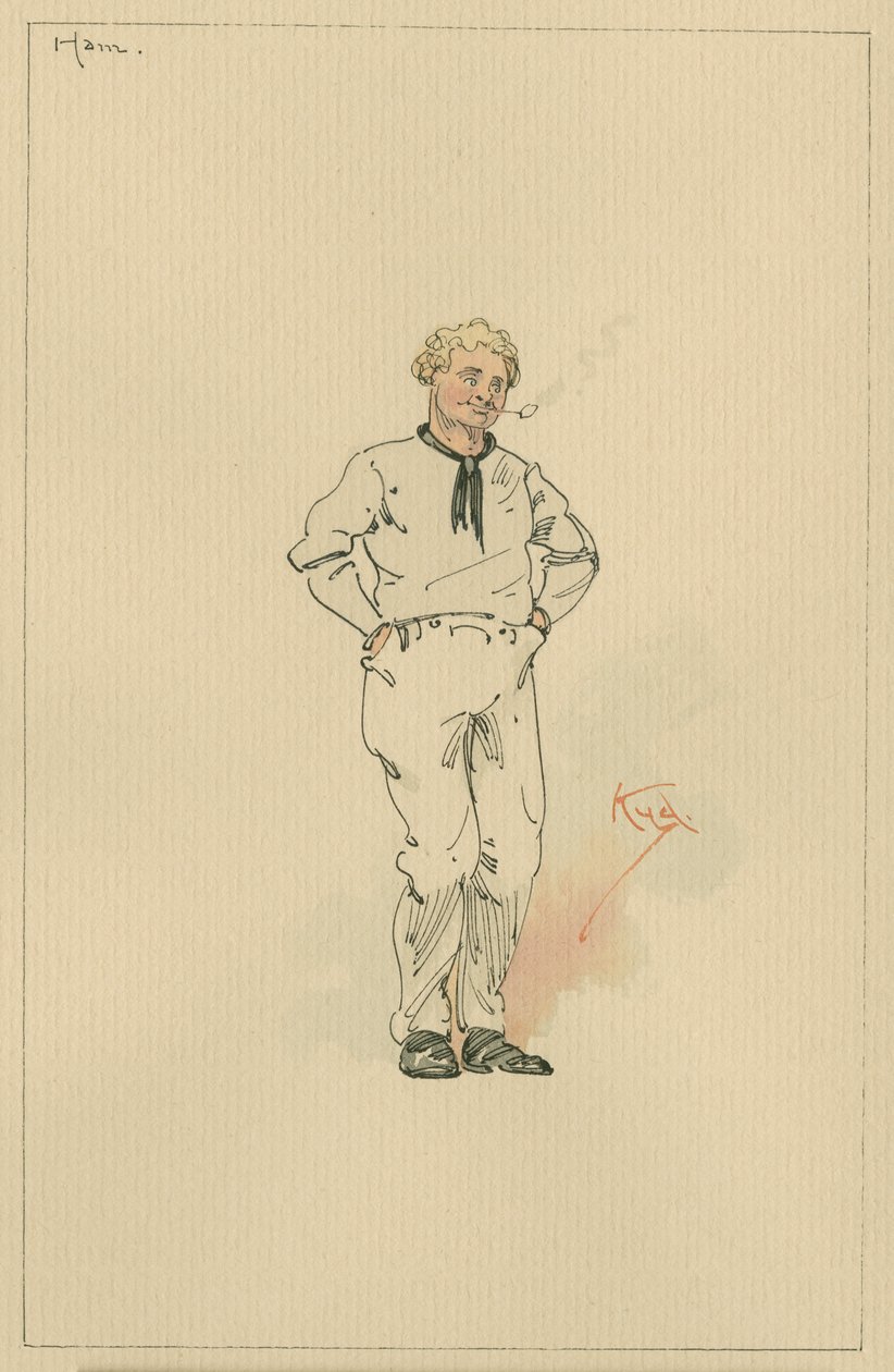 Szynka Peggotty, ok. 1920 (pióro i atrament z toaletą na papierze) autorstwa Joseph Clayton Clarke