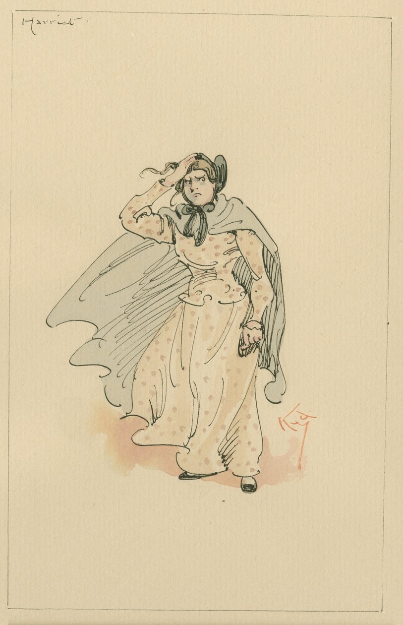 Miss Harriet Carker, ok. 1920 (pióro i atrament z toaletą na papierze) autorstwa Joseph Clayton Clarke