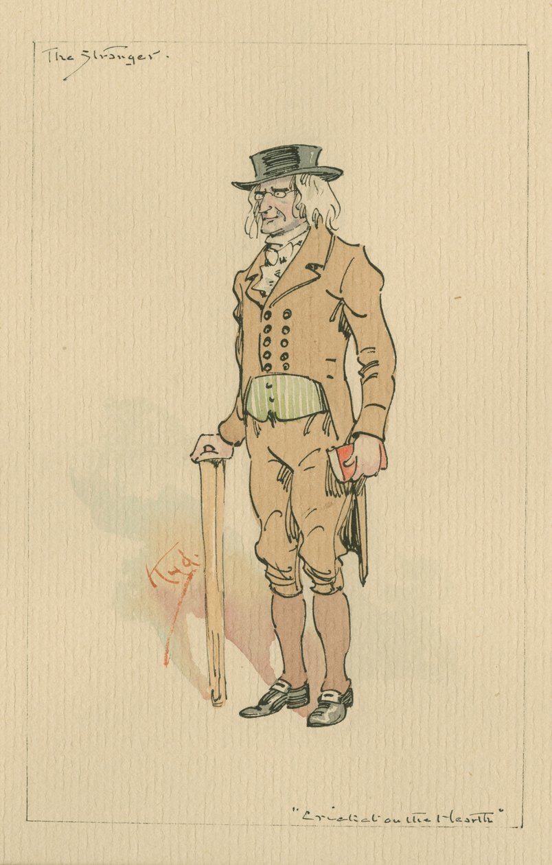 Nieznajomy, czyli Edward Plummer - Świerszcz na palenisku, ok. 1920 (pióro i atrament z toaletą na papierze) autorstwa Joseph Clayton Clarke