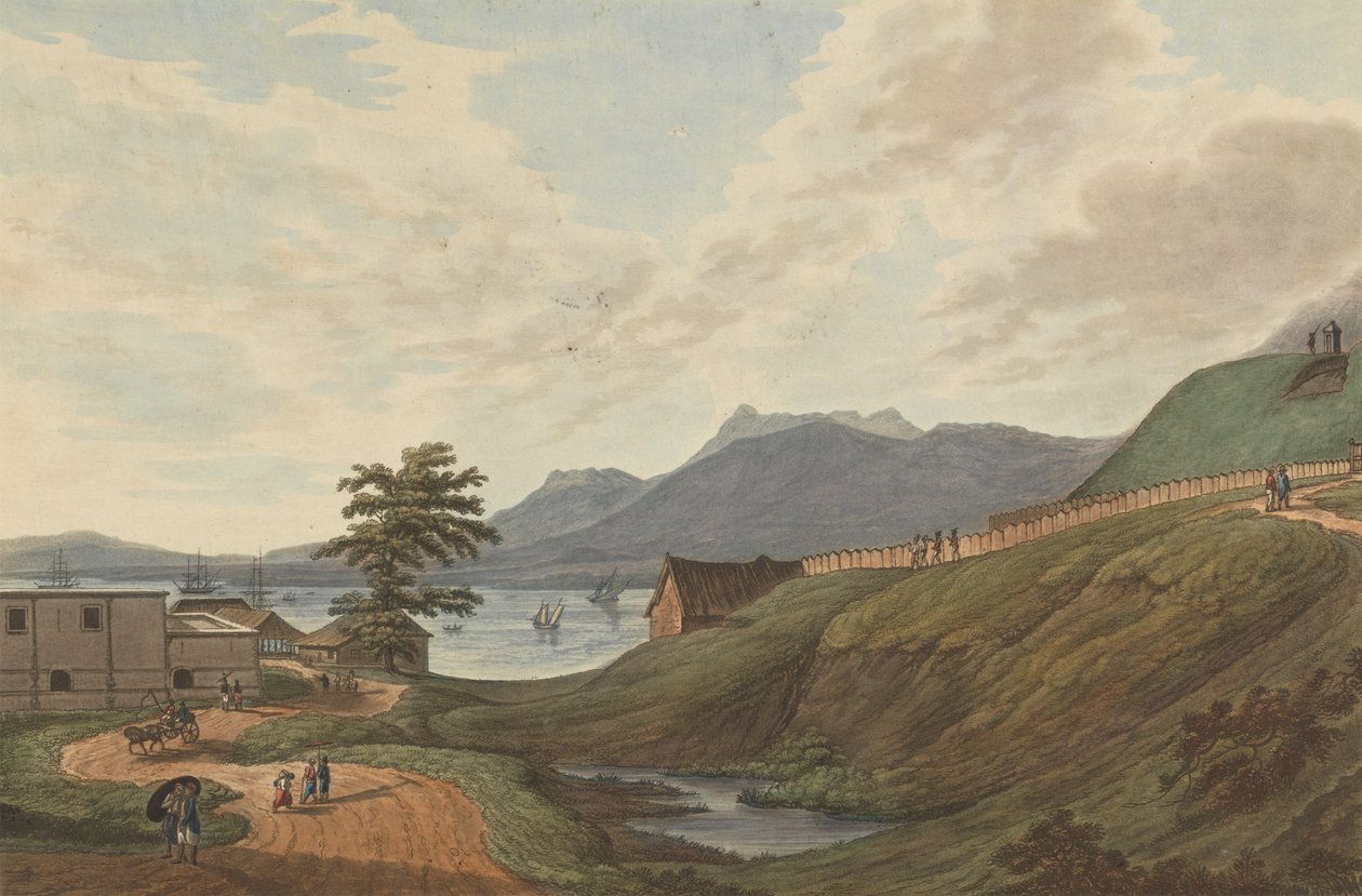Gąbczasty Lampu Hills Fort Marlborough, Bengkulu, Sumatera, 1799 autorstwa Joseph Constantine Stadler