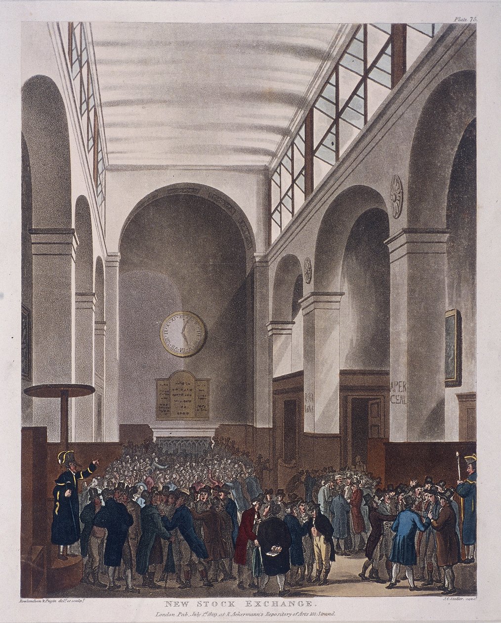 Giełda Papierów Wartościowych, Bartholomew Lane, Londyn, 1809 autorstwa Joseph Constantine Stadler