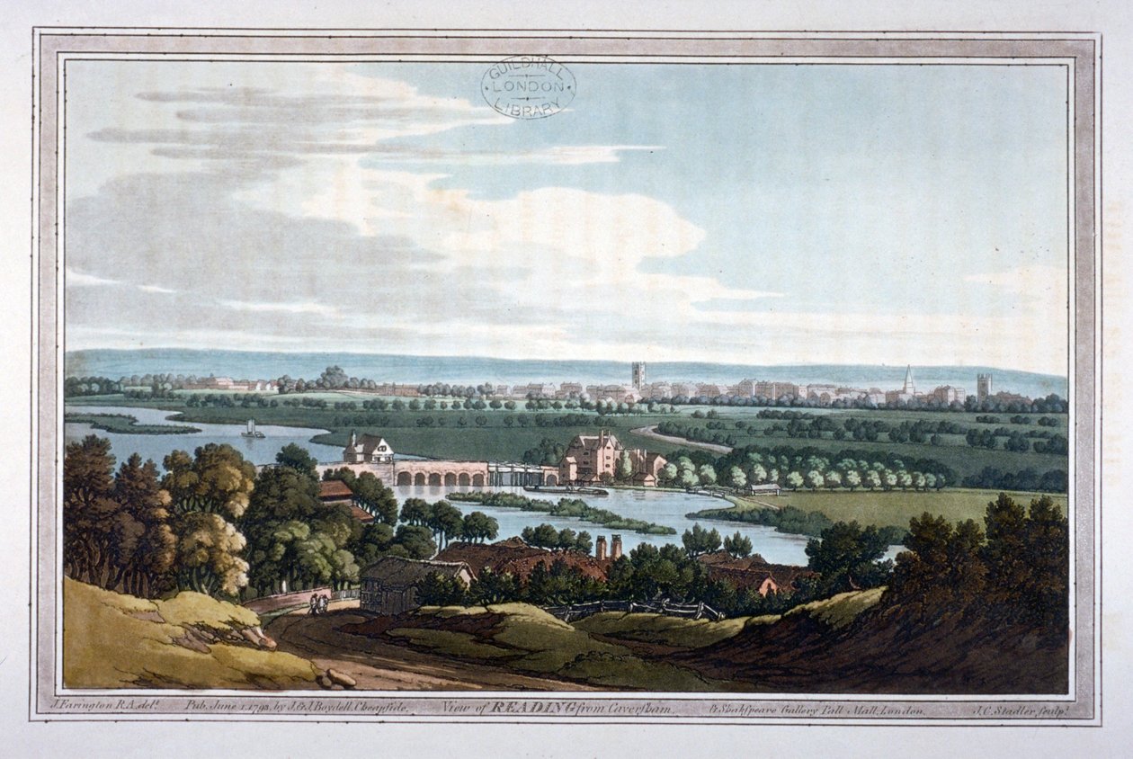 Widok czytania z Caversham, Berkshire, 1793 autorstwa Joseph Constantine Stadler