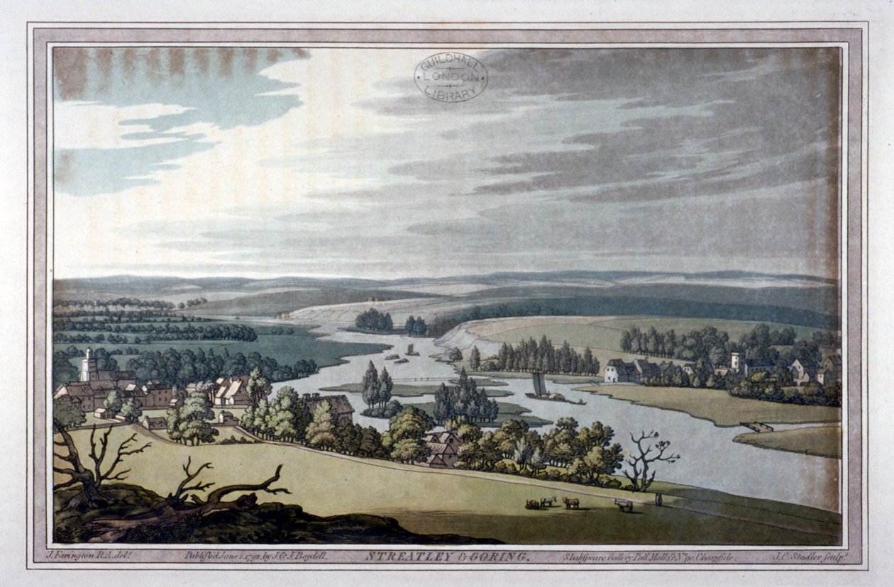 Widok Streatley i Goring w Berkshire i Oxfordshire, 1793 autorstwa Joseph Constantine Stadler