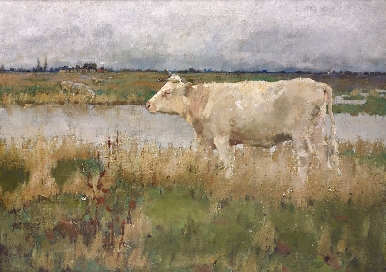 Pastwisko Lincolnshire, c.1882-3 (olej na płótnie) autorstwa Joseph Crawhall