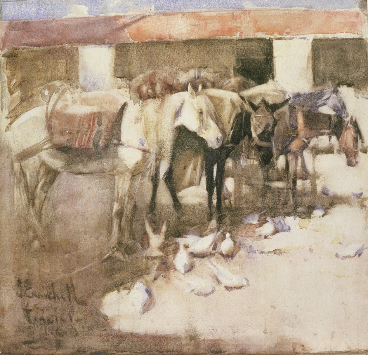 A Sangar w Maroku, 1888 (toaleta i kolor nadwozia na papierze) autorstwa Joseph Crawhall