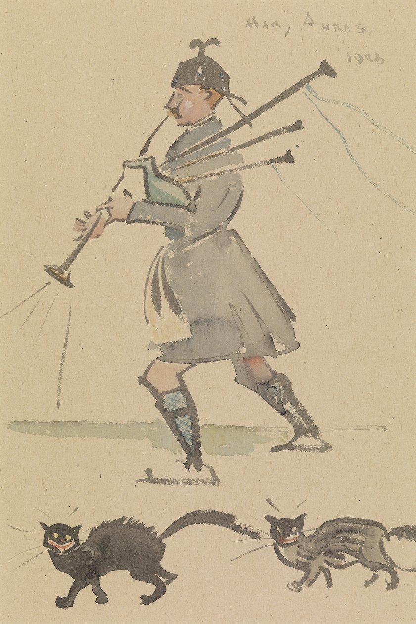 Góral grający na dudach autorstwa Joseph Crawhall
