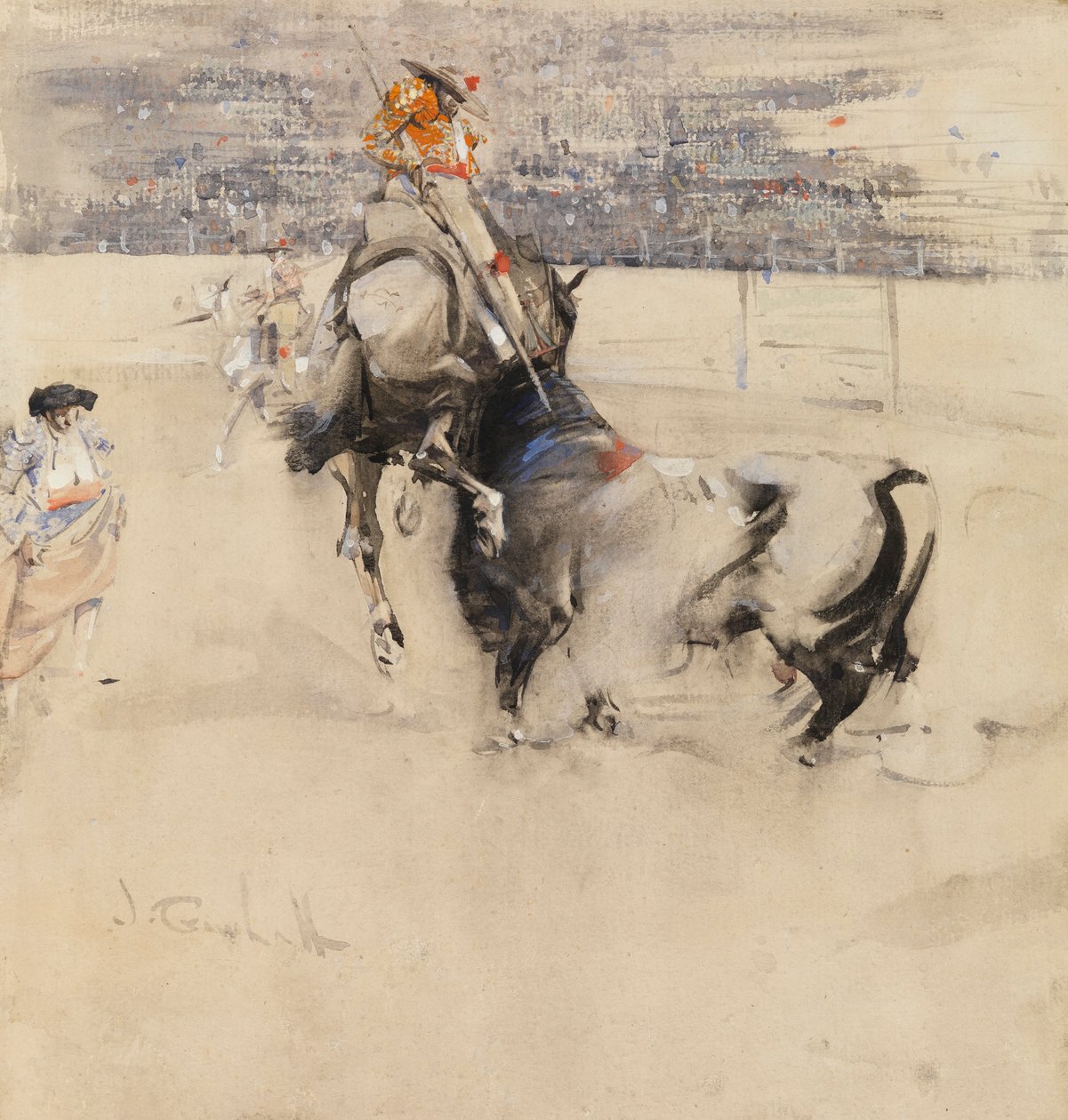 Walka byków w Algeciras (akwarela z farbą na papierze) autorstwa Joseph Crawhall