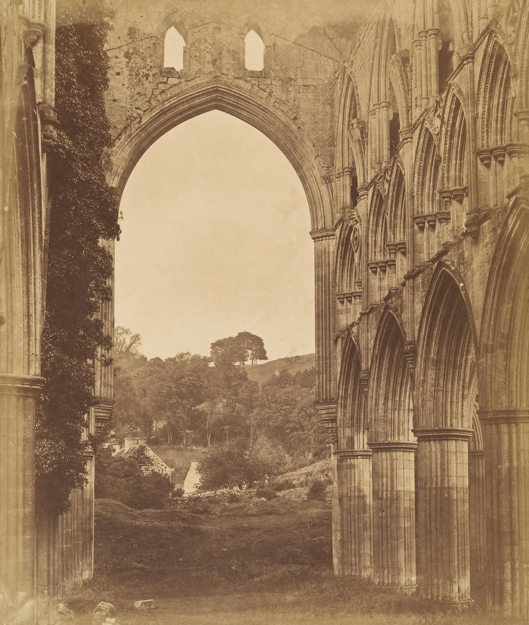 Opactwo Rievaulx. Wnętrze Chóru, lata 50. XIX wieku. autorstwa Joseph Cundall