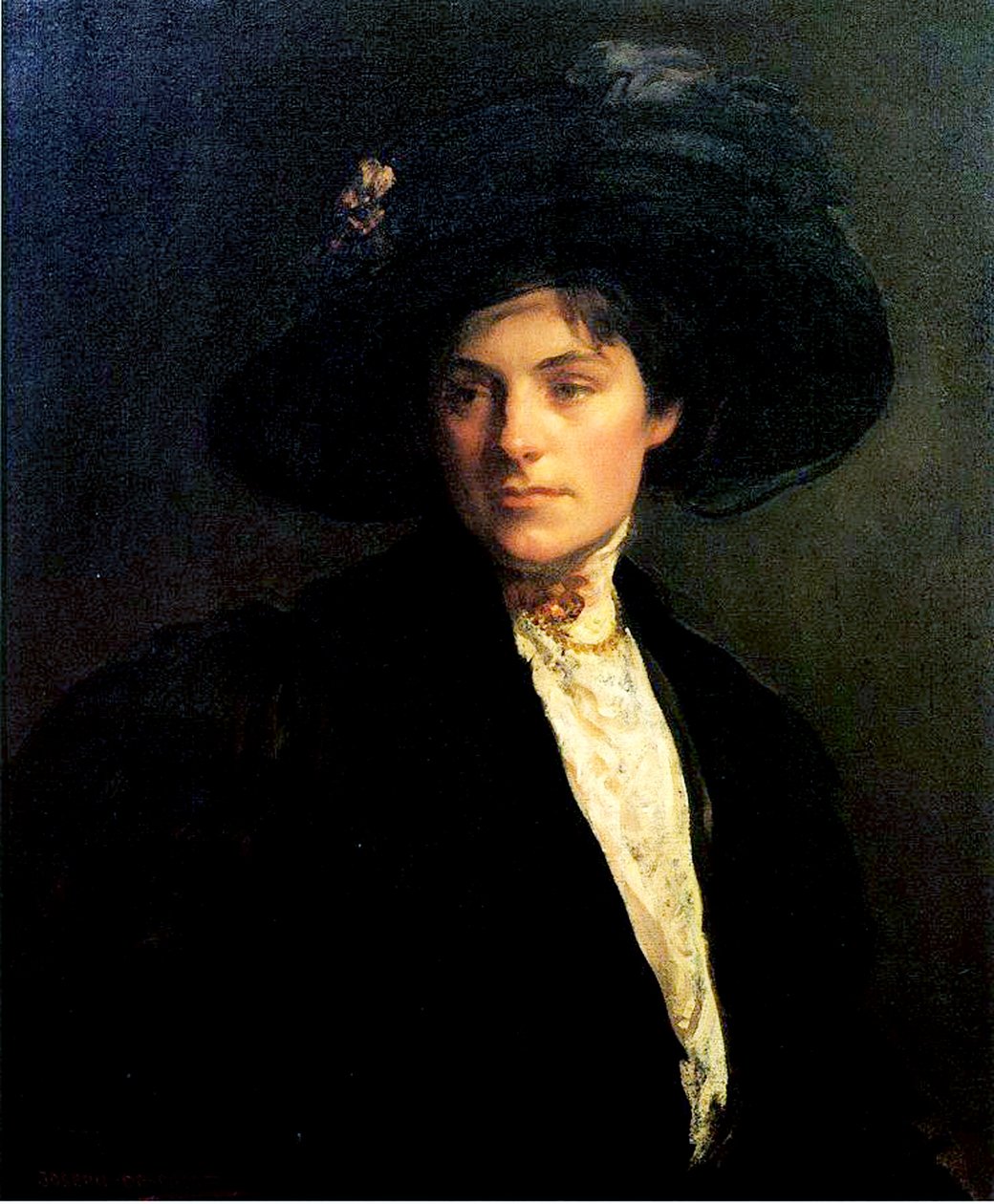 Kobieta w czarnym kapeluszu, 1910 autorstwa Joseph DeCamp