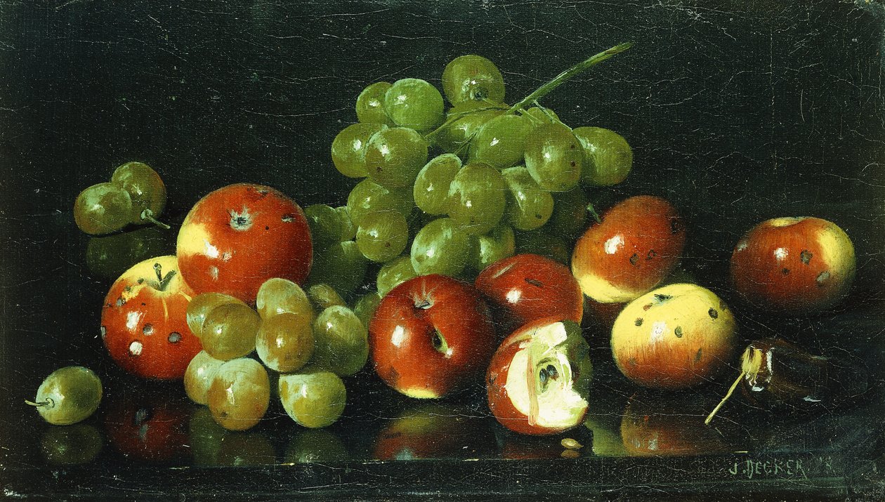 Martwa Natura z Jabłkami i Winogronami, autorstwa Joseph Decker