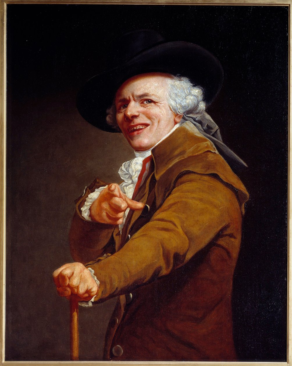 Autoportret artysty w rysach prześmiewcy Obraz Josepha Ducreux (1735-1802) 1802 nd. 0,91x0,72 m - Autoportret artysty z prześmiewczą twarzą. Obraz Josepha Ducreux (1735-1802) 1802. 0,91 x 0,72 m. Luwr, Paryż autorstwa Joseph Ducreux