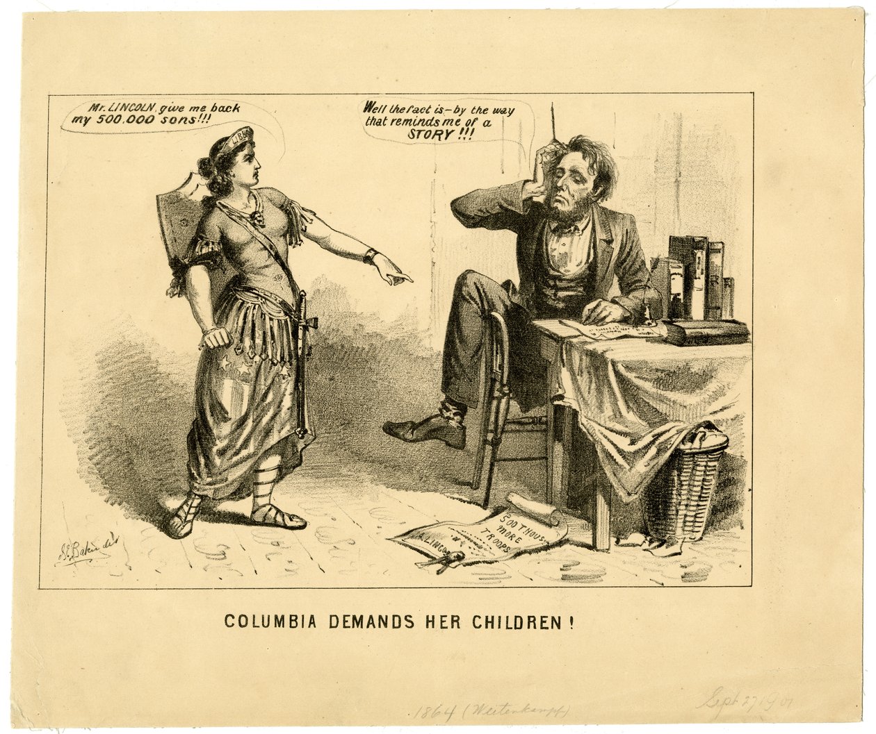 Kolumbia domaga się swoich dzieci, 1864 autorstwa Joseph E. Baker