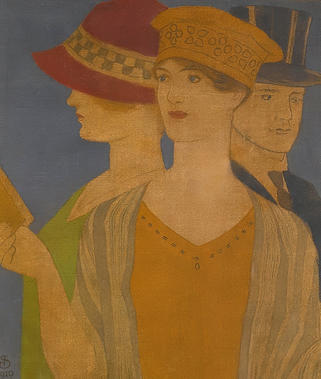 Zwiedzający wystawę. 1919 autorstwa Joseph Edward Southall