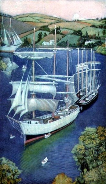 Brigs w Fowey, Kornwalia autorstwa Joseph Edward Southall