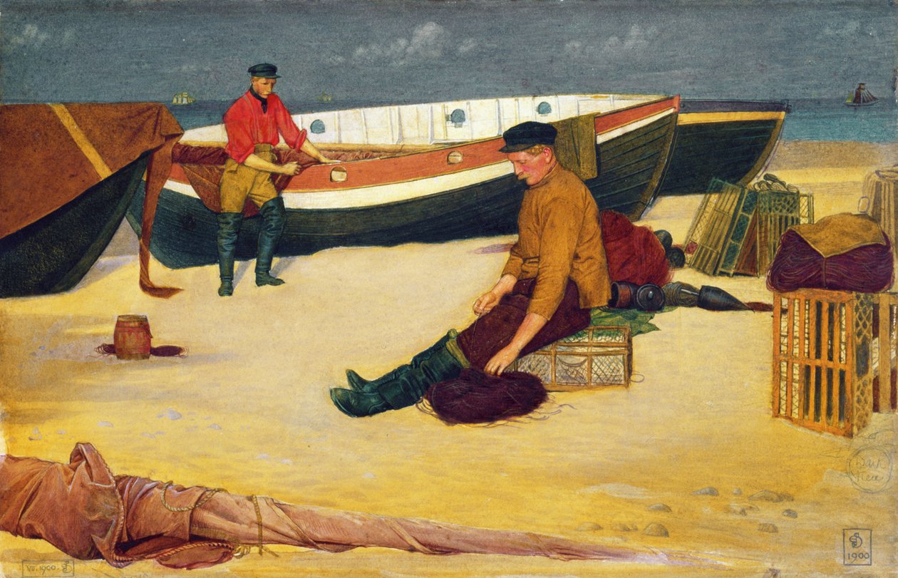 Czyszczenie linii, 1900 (wc na papierze) autorstwa Joseph Edward Southall