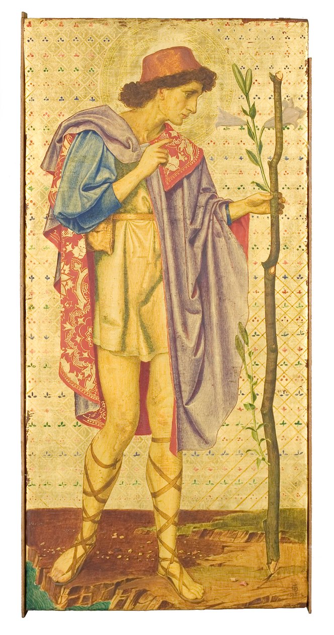 Crystofore, 1898-99 (media mieszane na obrobionym panelu ze złota) (detal 342697) autorstwa Joseph Edward Southall