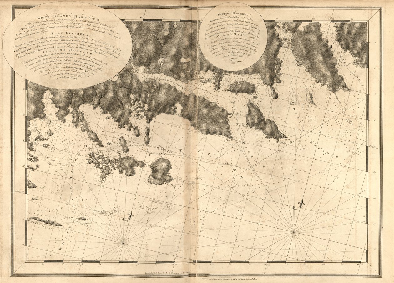 The Atlantic Neptune, opublikowany na użytek Królewskiej Marynarki Wojennej Wielkiej Brytanii, autorstwa Joseph F. W. Des Barres