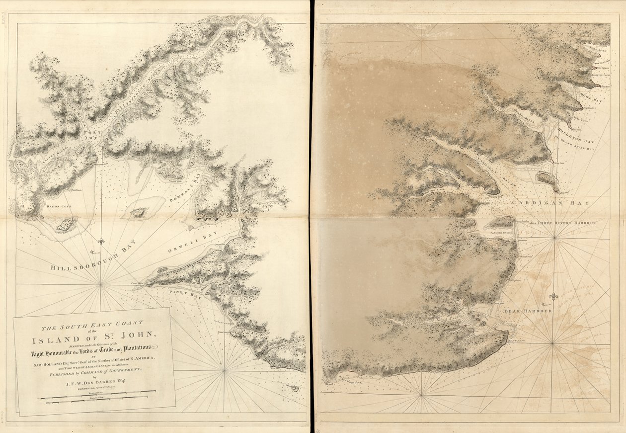 The Atlantic Neptune, publikuje na użytek Królewskiej Marynarki Wojennej Wielkiej Brytanii, autorstwa Joseph F. W. Des Barres