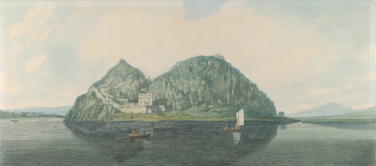 Skała Dumbarton od południa, 1788. autorstwa Joseph Farington
