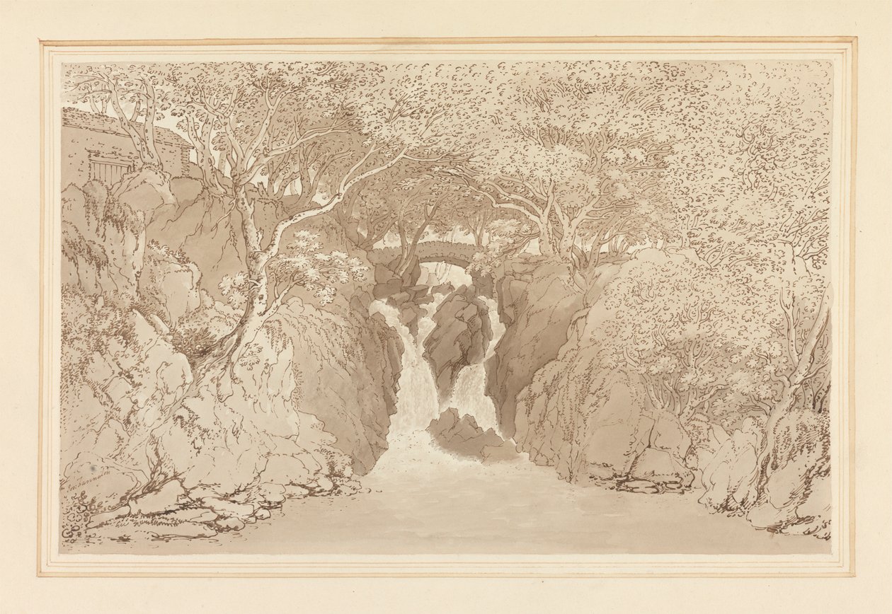 Dolny wodospad Rydal autorstwa Joseph Farington