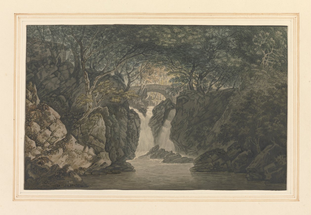 Dolny wodospad Rydal autorstwa Joseph Farington