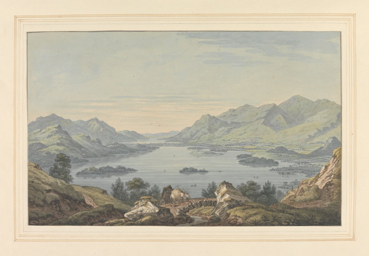 Vale of Keswick i Derwent Water autorstwa Joseph Farington